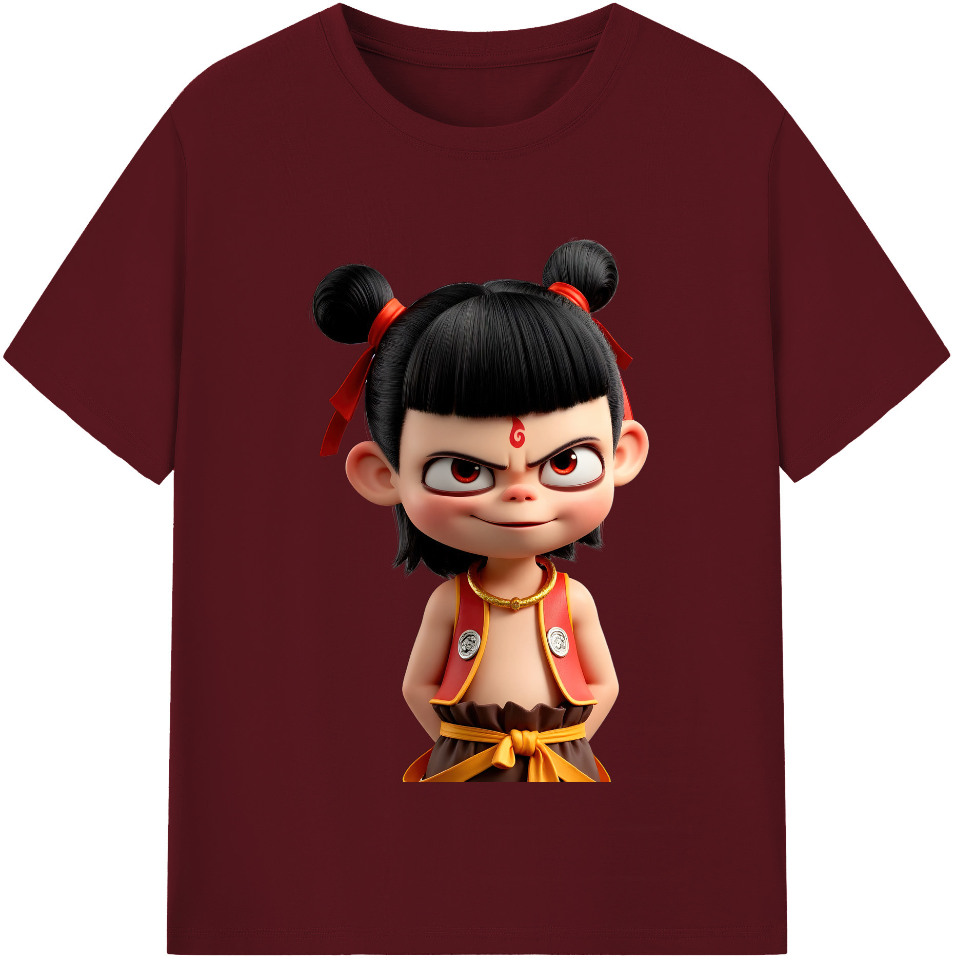 （画像用） Ne Zha 2 ナタ 魔童の大暴れ 綿100％半袖Tシャツ（フロントプリント）
